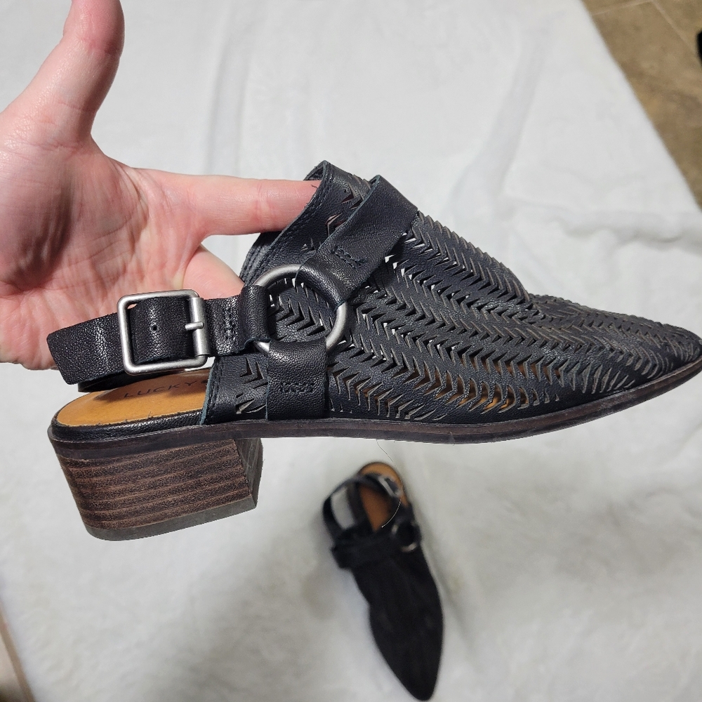 Lucky Brand Kaedy Mules black with silver hardware size 8.5 - Picture 3 of 8